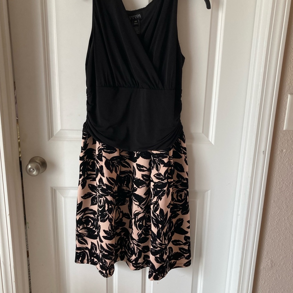Black/TanSleeveless Dress by Enfocus Women Size 14W